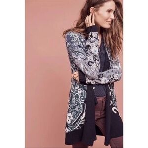 Anthropologie HWR Emma Embroidered Wool Women's Patterned Cardigan Sweater
